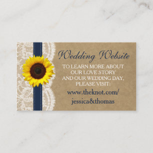 Cartão De Informações Coleção Kraft, Lace & Sunflower - Marinho