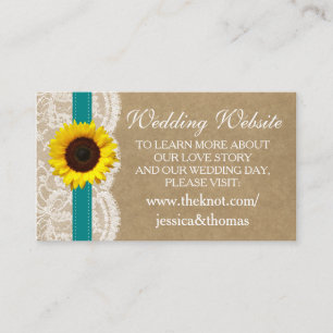 Cartão De Informações Coleção Kraft, Lace & Sunflower - Teal