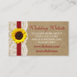 Cartão De Informações Coleção Kraft, Lace & Sunflower - Vermelho