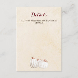 Cartão De Informações colheita de abóboras brancas