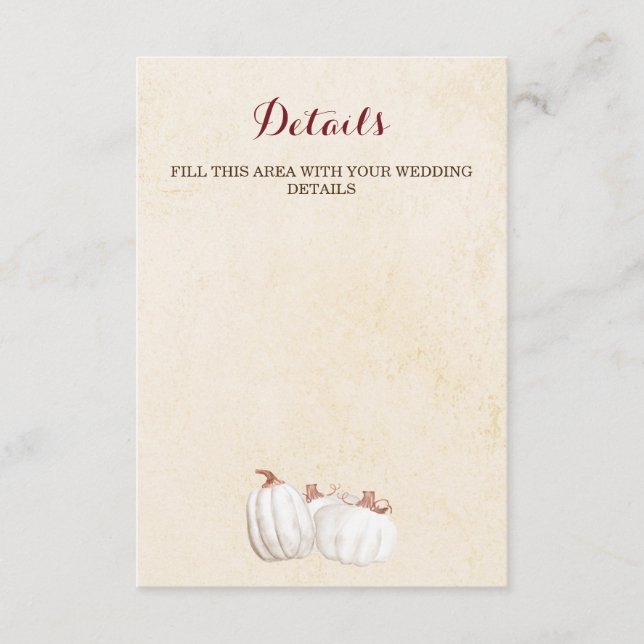 Cartão De Informações colheita de abóboras brancas (Frente)