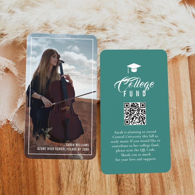 Cartão De Informações College Fund Modern Minimal Typography Teal (Criador carregado)