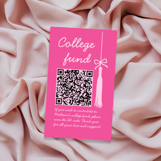 Cartão De Informações College Fund Pink Gift Qr Code Graduation