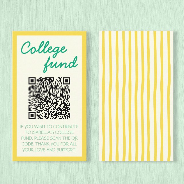 Cartão De Informações College Fund Yellow Green Gift Qr Code Graduation (College Fund Yellow Green Gift Qr Code Graduation Enclosure Card)