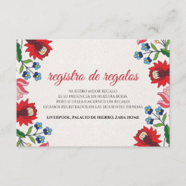 Cartão De Informações Colorful Floral Botanical Modern Spanish Wedding