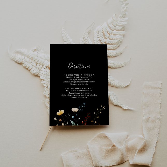 Cartão De Informações Colorful Garden wildflower Wedding Directions (Criador carregado)