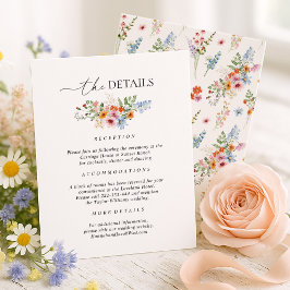 Cartão De Informações Colorful Wildflower Wedding Details