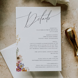 Cartão De Informações Colorida Wildflower   Detalhes do Jardim