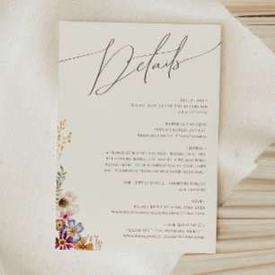 Cartão De Informações Colorida Wildflower Pormenores do Jardim de Port