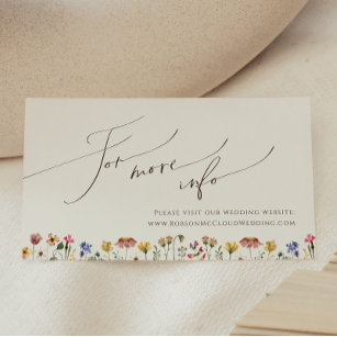 Cartão De Informações Colorida Wildflower   Sítio Web Beige Wedding