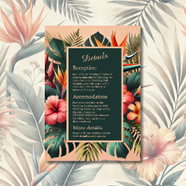 Cartão De Informações Colorido Casamento Tropical Havaiano Floral Enclau