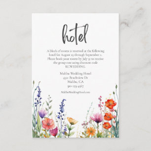Cartão De Informações Colorido Hotel de Casamento com Flores Silvestres 