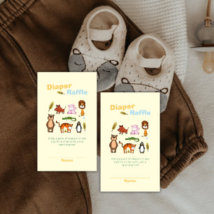 Cartão De Informações Colorido Safari Selvagem Sorteio de Fraldas Churra