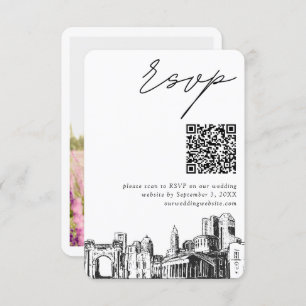 Cartão De Informações Columbus Wedding Modern RSVP Código QR