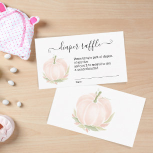 Cartão De Informações Coluna Branca de Abóbora Fralda Raffle Watercolor