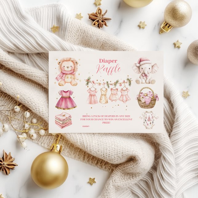 Cartão De Informações Coluna de Natal Rosa, Diapper Raffle (Criador carregado)