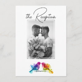 Cartão De Informações Com detalhes da recepção de fotos Rainbow Lovebird