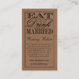 Cartão De Informações Coma, Beba & Seja Casado Rustic Kraft Casamento