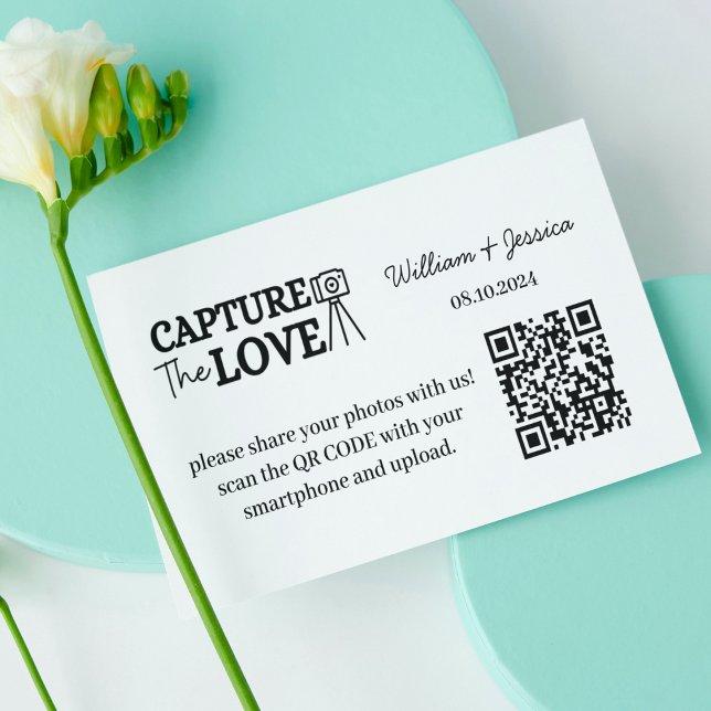 Cartão De Informações Compartilhamento de Fotos de Casamento com Código  (Criador carregado)