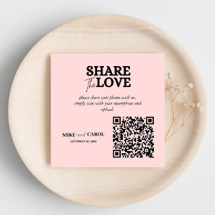 Cartão De Informações Compartilhamento de Fotos de Casamento Pink Blush 
