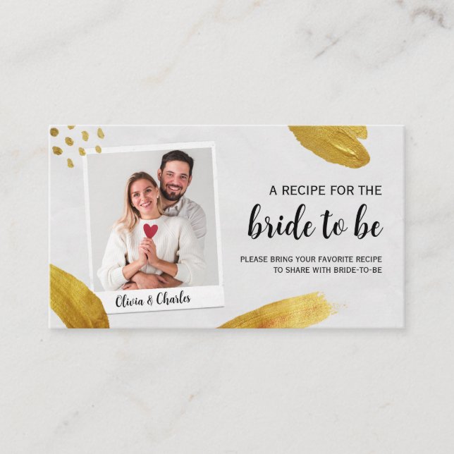 Cartão De Informações Compartilhe uma receita Foto Personalizada Chá de  (Frente)