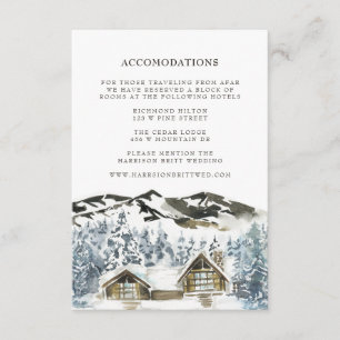 Cartão De Informações Compartimento Rustic Winter Mountain Hotel