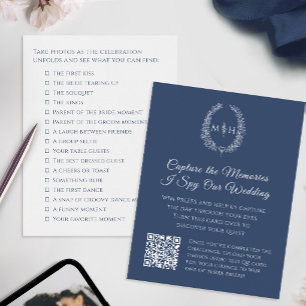 Cartão De Informações Concurso de fotos QR de casamento monograma oval