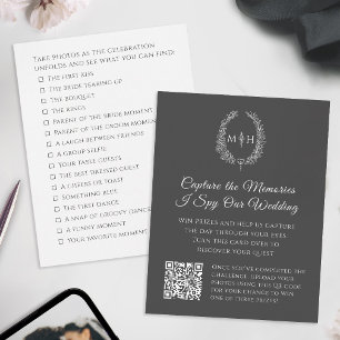 Cartão De Informações Concurso de fotos QR de casamento monograma oval m