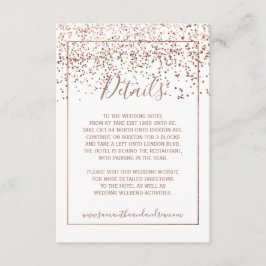 Cartão De Informações Confetes dourado rosa detalhes em tipografia branc