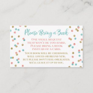 Cartão De Informações Confetes Dourados corais da cerceta do pedido do