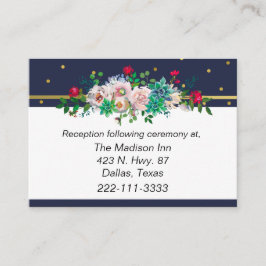 Cartão De Informações Confetti Dourado e Flores Cartazes de Casamento