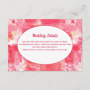 Cartão De Informações Confetti Modern Pink Watercolor Detalhes de Casame