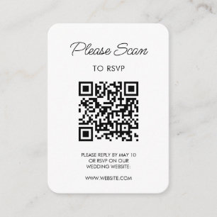 Cartão De Informações Confirmação de Casamento, Código QR Moderno Minima