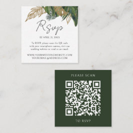 Cartão De Informações Confirmação de Casamento com Código QR Botânico de