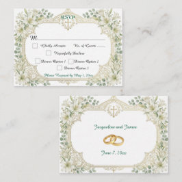 Cartão De Informações Confirmação de Casamento com Lírios Brancos