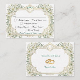 Cartão De Informações Confirmação de Casamento com Lírios Brancos