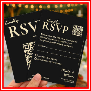 Cartão De Informações Confirmação de Presença com QR Code para Casamento