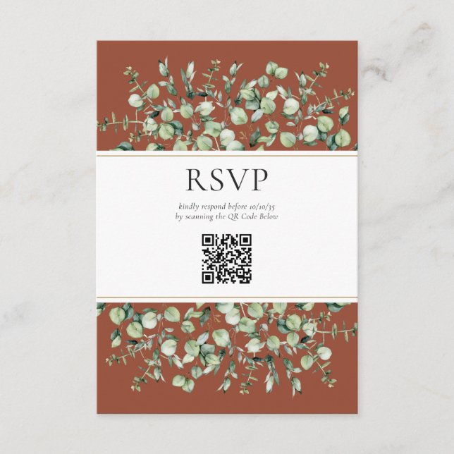 Cartão De Informações Confirmação de Presença de Casamento com Código QR (Frente)