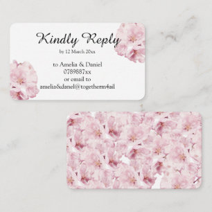 Cartão De Informações Confirmação de Presença Pretty Pink Blossom
