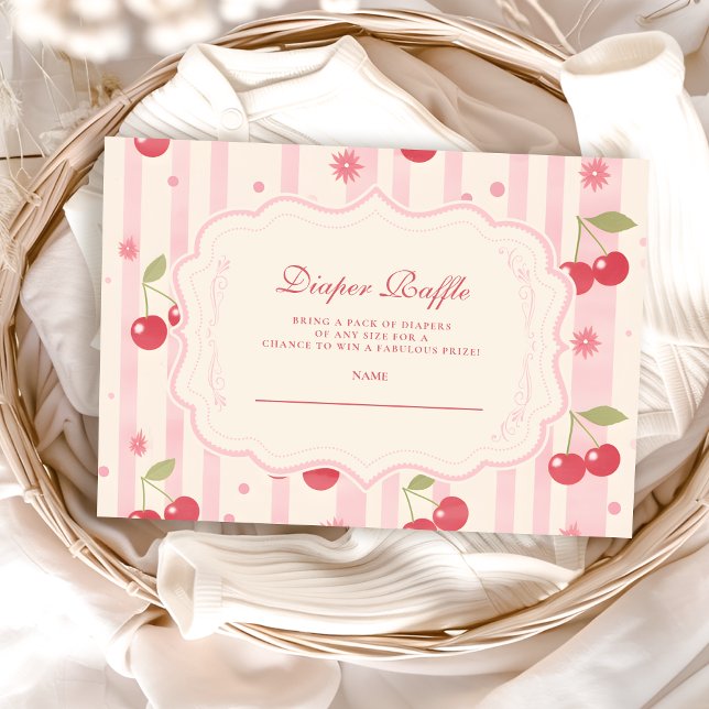 Cartão De Informações Conjunto Biquinho Cereja Única na Capa do Bebe Cha (Criador carregado)