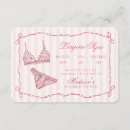 Cartão De Informações Conjunto de Chuva de Roupas Íntimas Rosa Pastel co