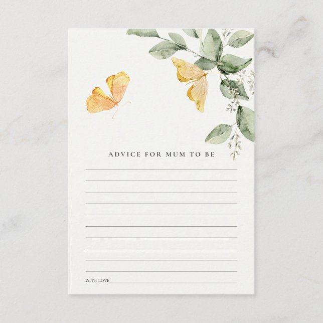 Cartão De Informações Conselhos de Borboleta de Folhagem Fofa para Chá d (Frente)