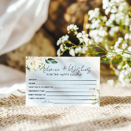 Cartão De Informações Conselhos e Desejos de Aquarela Azul Rosa Branca