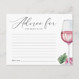 Cartão De Informações Conselhos e Desejos para Chá de Noiva com Vino ant