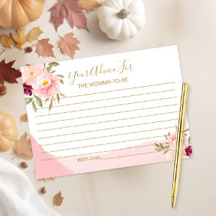 Cartão De Informações Conselhos para Chá de Bebê com Florais em Aquarela