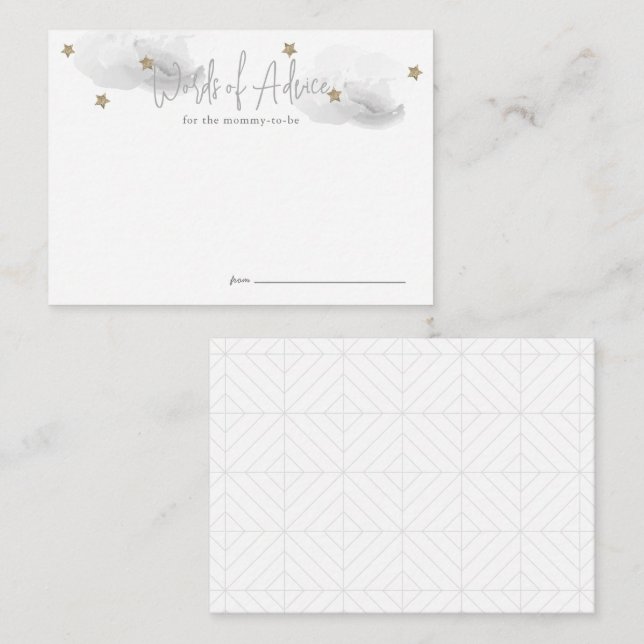 Cartão De Informações Conselhos para Chá de Bebê Nuvem 9 Cinza (Frente/Verso)