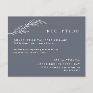 Cartão De Informações Contorno Floral Boho Moderno em Azul Aço Profundo