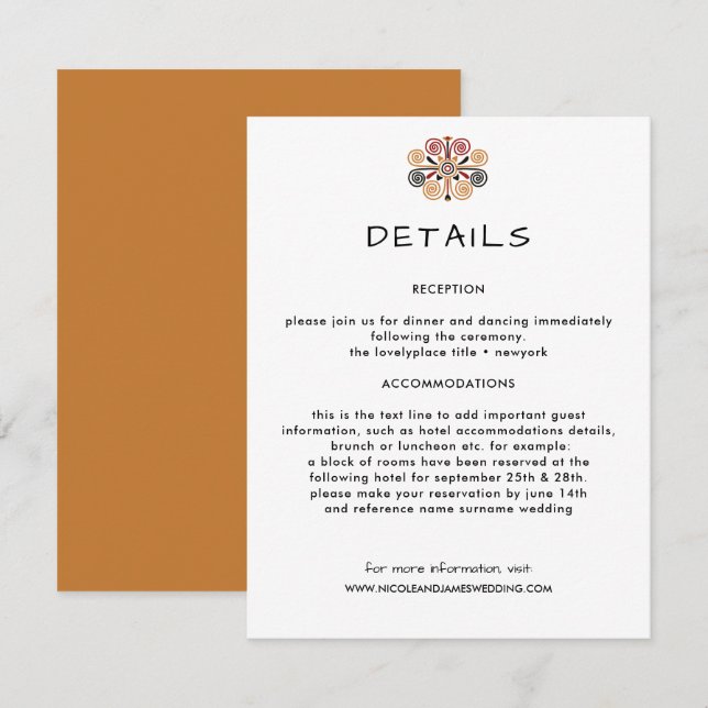 Cartão De Informações Convidado Africano de Informações sobre Casamento  (Frente/Verso)