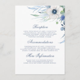 Cartão De Informações Convidado de Detalhes do Casamento da Flora Azul D