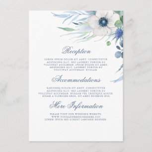 Cartão De Informações Convidado de Detalhes do Casamento da Flora Azul D